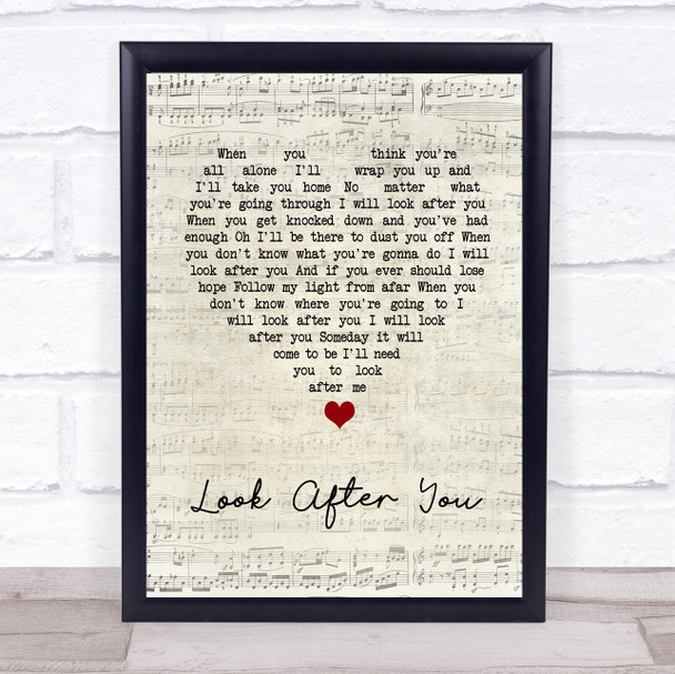 Aron Wright Look After You Script Heart Song Lyric Quote Music Print