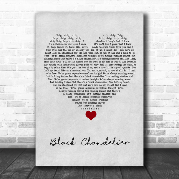 Biffy Clyro Black Chandelier Grey Heart Song Lyric Quote Music Print
