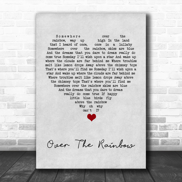 Eva Cassidy Over The Rainbow Grey Heart Song Lyric Quote Music Print