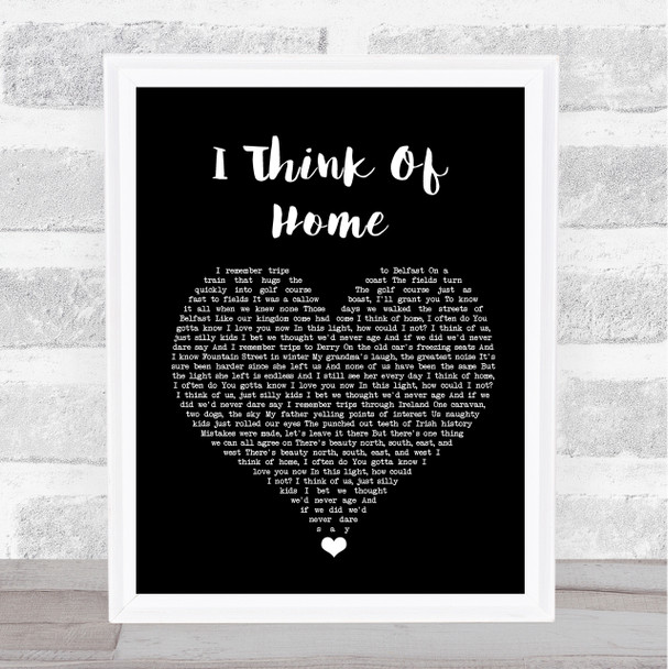Snow Patrol I Think Of Home Black Heart Song Lyric Quote Music Print