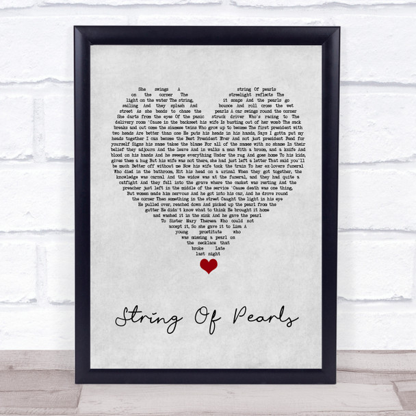 Soul Asylum String Of Pearls Grey Heart Song Lyric Quote Music Print