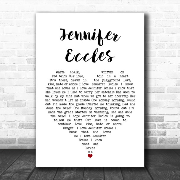 The Hollies Jennifer Eccles White Heart Song Lyric Quote Music Print