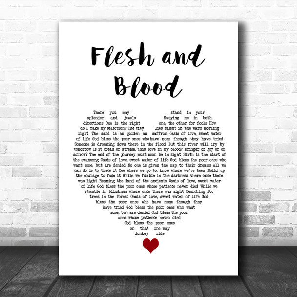 Mary Black Flesh and Blood White Heart Song Lyric Quote Music Print