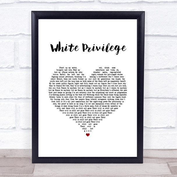 Sam Fender White Privilege White Heart Song Lyric Quote Music Print