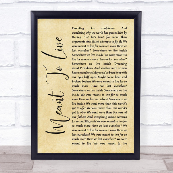 Switchfoot Meant To Live Rustic Script Song Lyric Quote Music Print