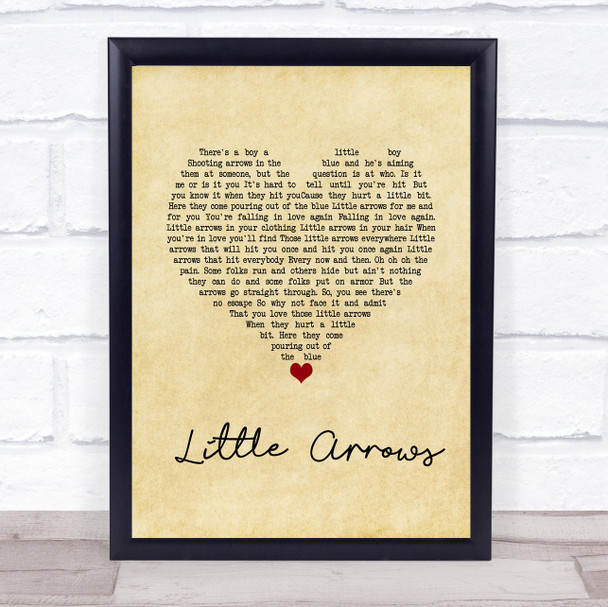 Leapy Lee Little Arrows Vintage Heart Song Lyric Quote Music Print