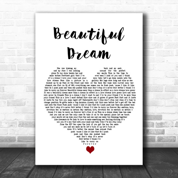 Adam Ant Beautiful Dream White Heart Song Lyric Quote Music Print
