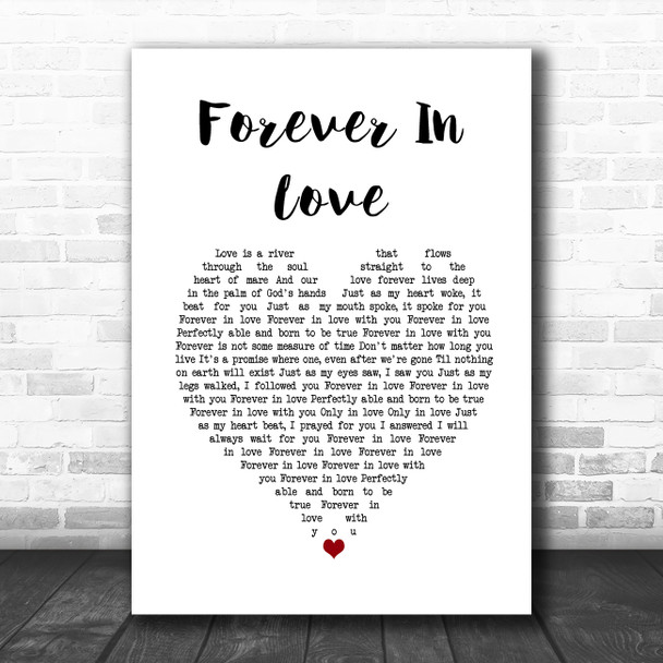 Brighten Forever In Love White Heart Song Lyric Quote Music Print