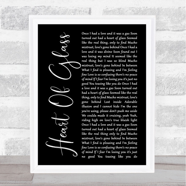 Blondie Heart Of Glass Black Script Song Lyric Quote Music Print