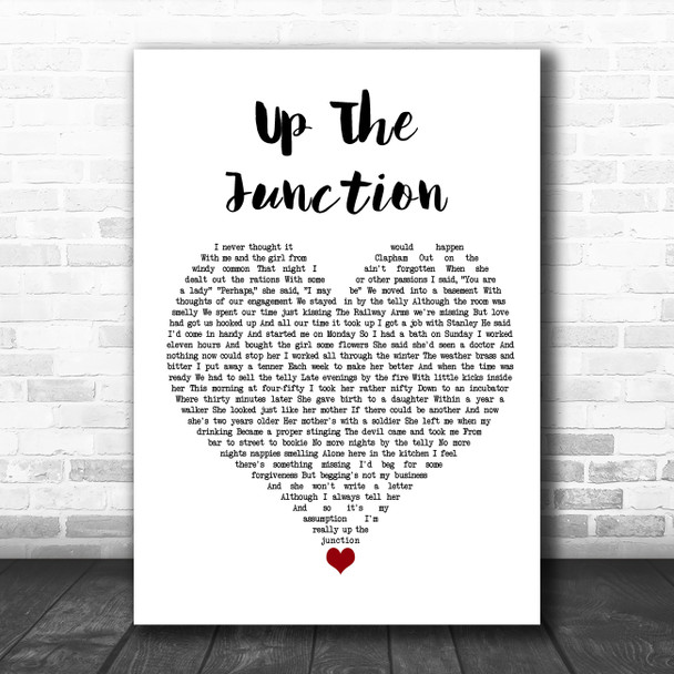 Squeeze Up The Junction White Heart Song Lyric Quote Music Print