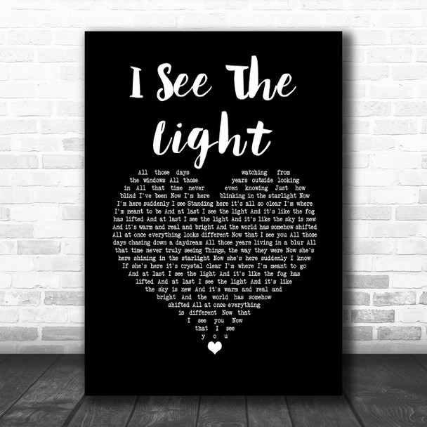 TANGLED I See The Light Black Heart Song Lyric Quote Music Print