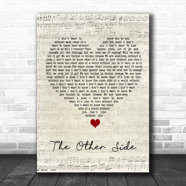 Ruelle The Other Side Script Heart Song Lyric Quote Music Print