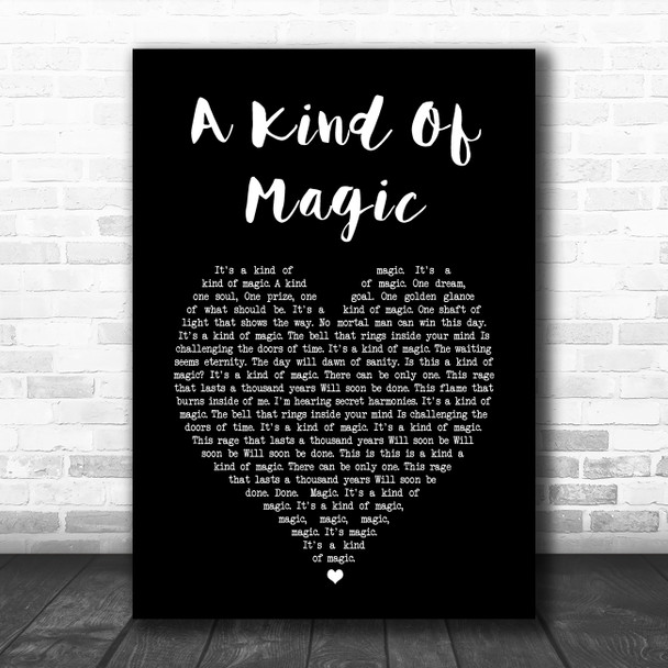 Queen A Kind Of Magic Black Heart Song Lyric Quote Music Print