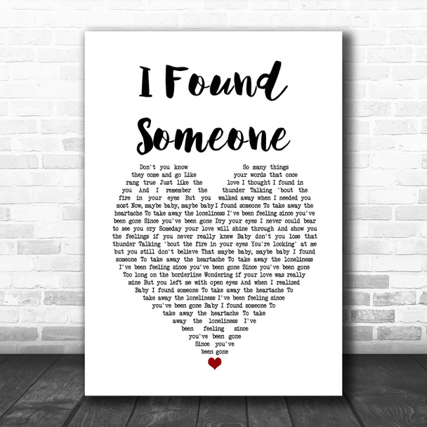Cher I Found Someone White Heart Song Lyric Quote Music Print