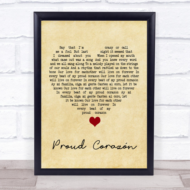 Coco Proud Corazón Vintage Heart Song Lyric Quote Music Print