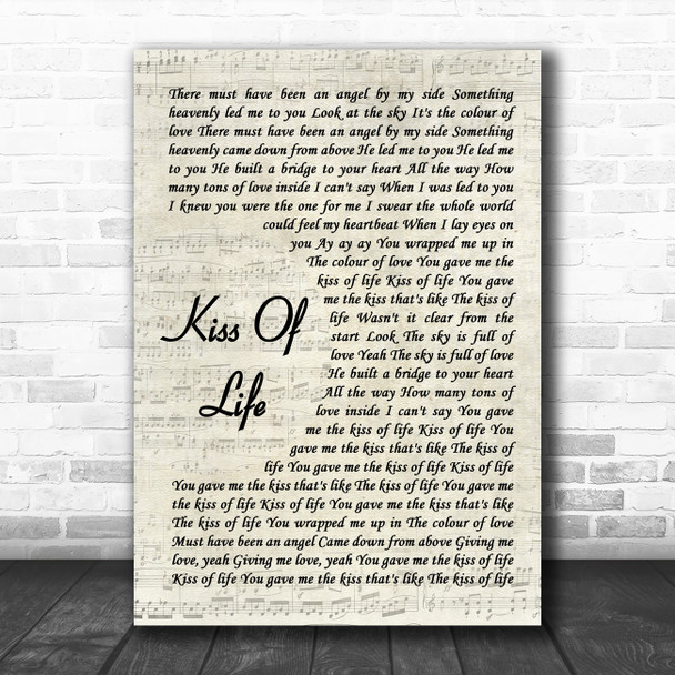 Sade Kiss Of Life Vintage Script Song Lyric Quote Music Print