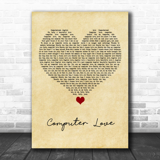 Zapp Computer Love Vintage Heart Song Lyric Quote Music Print