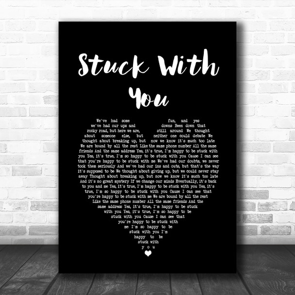 Huey Lewis And The News Stuck With You Black Heart Song Lyric Quote Music Print