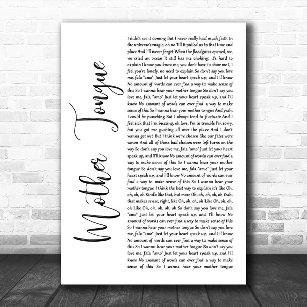Bring Me The Horizon Mother Tongue White Script Song Lyric Quote Music Print