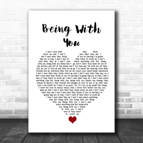 Smokey Robinson Being With You White Heart Song Lyric Quote Music Print