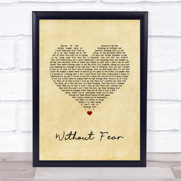 Dermot Kennedy Without Fear Vintage Heart Song Lyric Quote Music Print