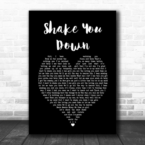 Gregory Abbott Shake You Down Black Heart Song Lyric Quote Music Print