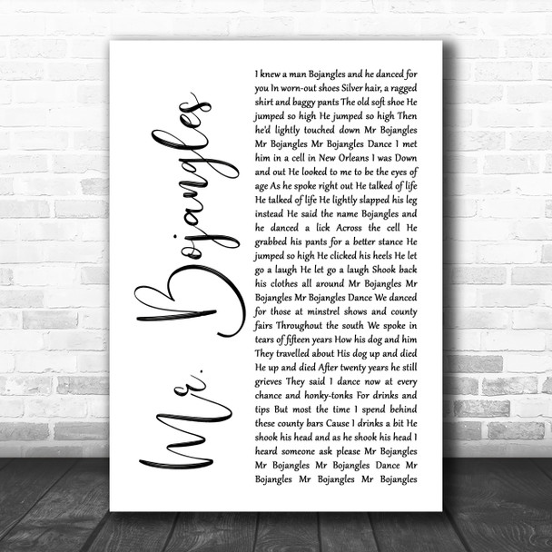 Sammy Davis Jr Mr. Bojangles White Script Song Lyric Quote Music Print