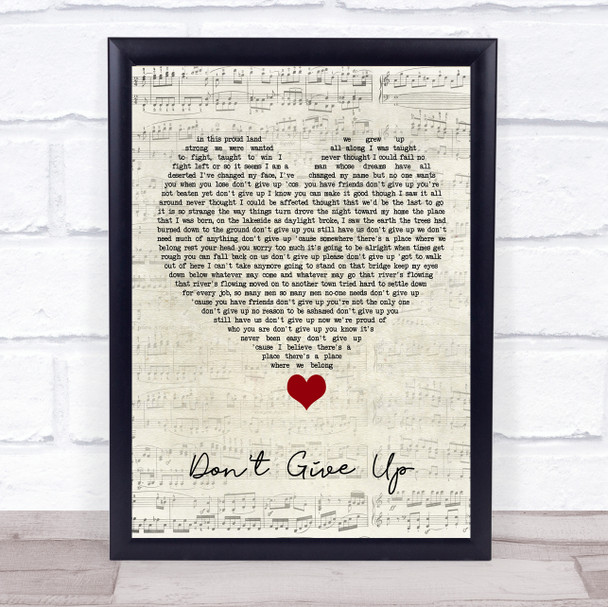 Peter Gabriel Don't Give Up Script Heart Song Lyric Quote Music Print