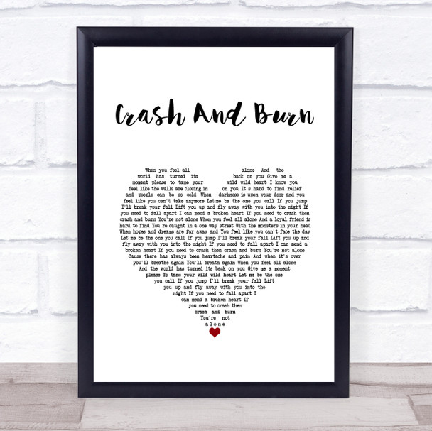 Savage Garden Crash And Burn White Heart Song Lyric Quote Music Print