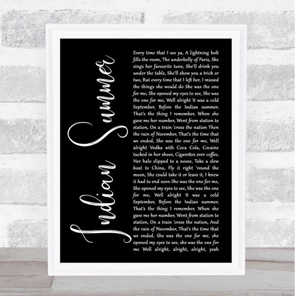 Stereophonics Indian Summer Black Script Song Lyric Quote Music Print