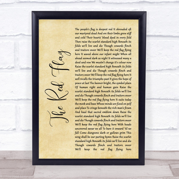 Billy Bragg The Red Flag Rustic Script Song Lyric Quote Music Print