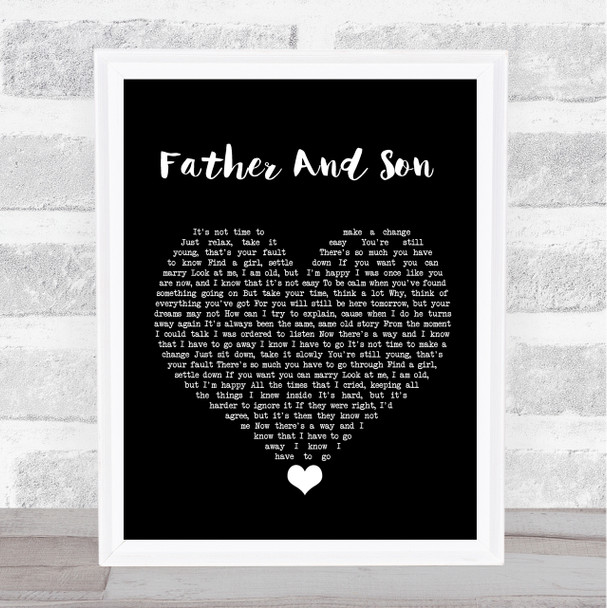 Cat Stevens Father And Son Black Heart Song Lyric Quote Music Print