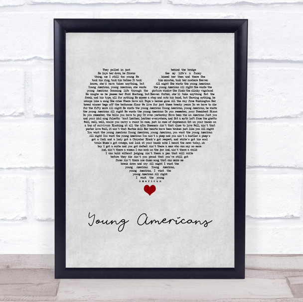 David Bowie Young Americans Grey Heart Song Lyric Quote Music Print