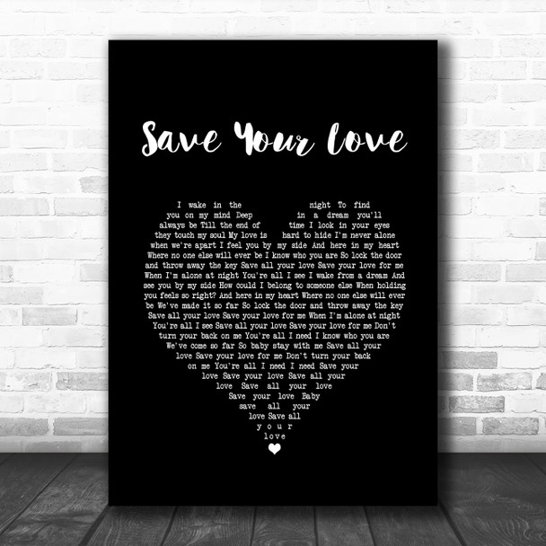 Great White Save Your Love Black Heart Song Lyric Quote Music Print