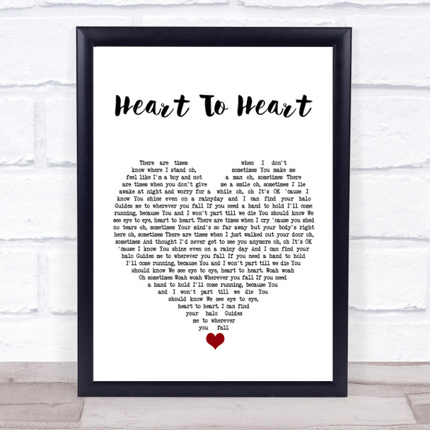 James Blunt Heart To Heart White Heart Song Lyric Quote Music Print