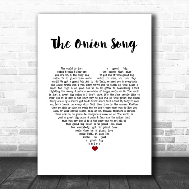 Marvin Gaye The Onion Song White Heart Song Lyric Quote Music Print