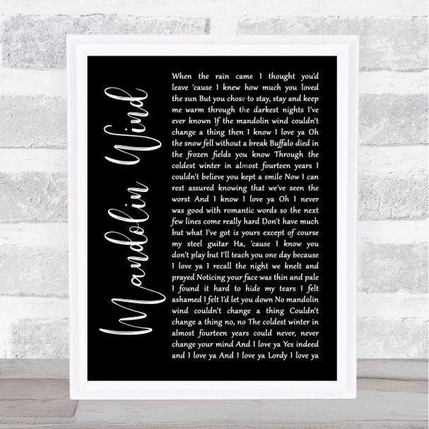 Rod Stewart Mandolin Wind Black Script Song Lyric Quote Music Print