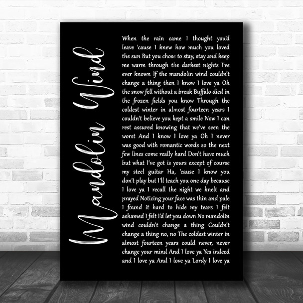 Rod Stewart Mandolin Wind Black Script Song Lyric Quote Music Print