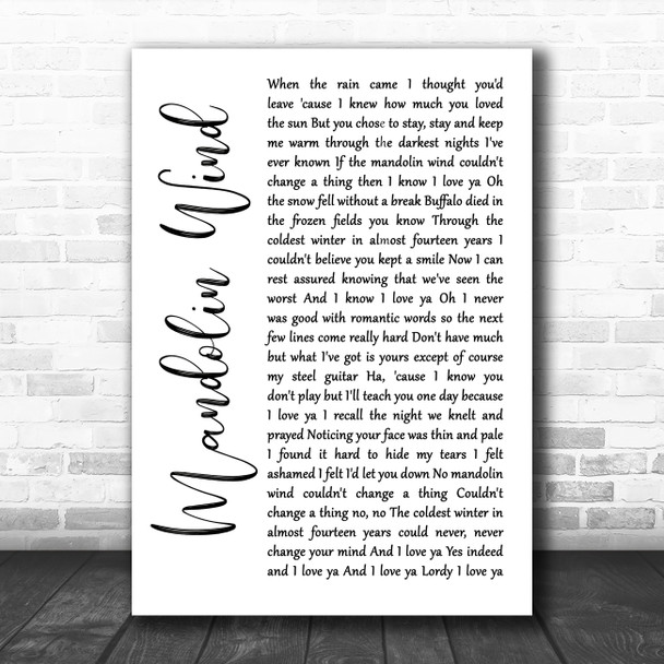 Rod Stewart Mandolin Wind White Script Song Lyric Quote Music Print