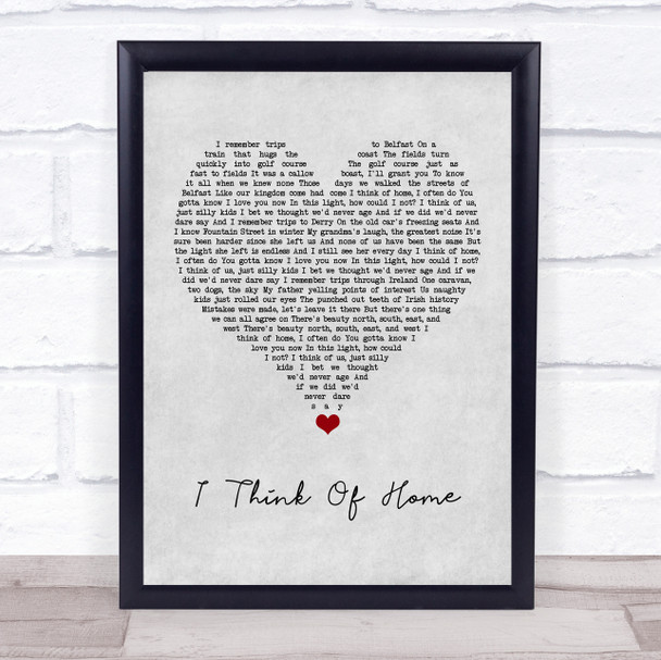 Snow Patrol I Think Of Home Grey Heart Song Lyric Quote Music Print