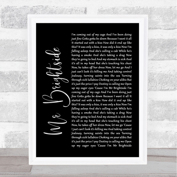 The Killers Mr Brightside Black Script Song Lyric Quote Music Print