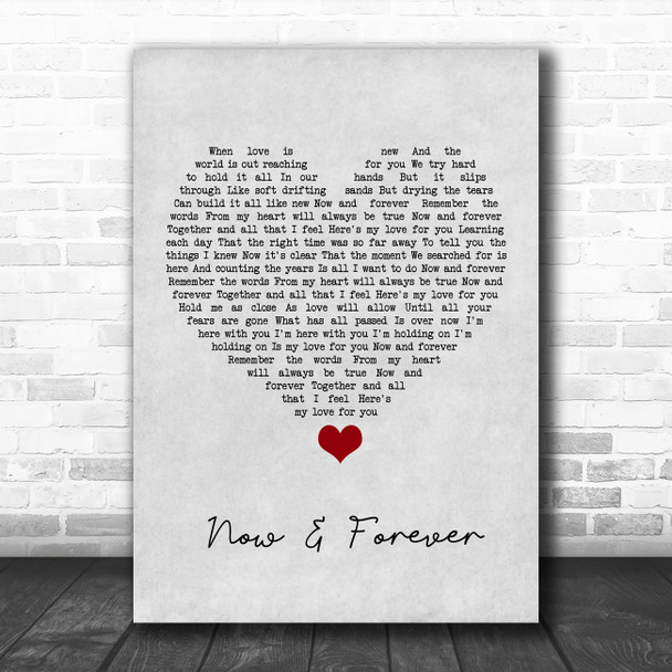 Air Supply Now And Forever Grey Heart Song Lyric Quote Music Print