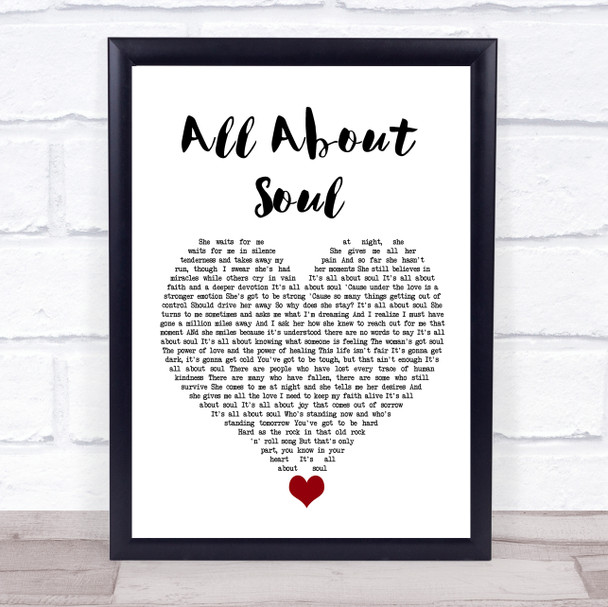 Billy Joel All About Soul White Heart Song Lyric Quote Music Print