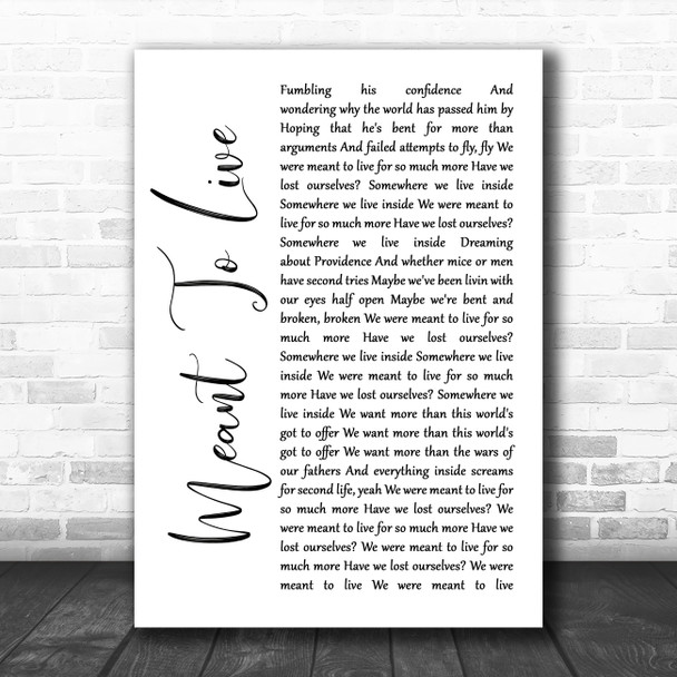 Switchfoot Meant To Live White Script Song Lyric Quote Music Print