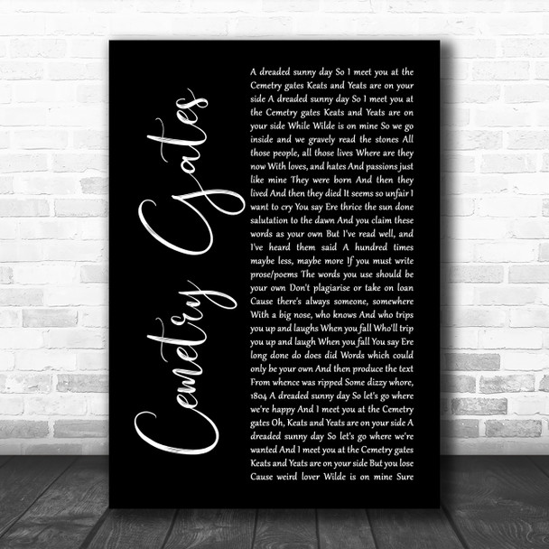 The Smiths Cemetry Gates Black Script Song Lyric Quote Music Print