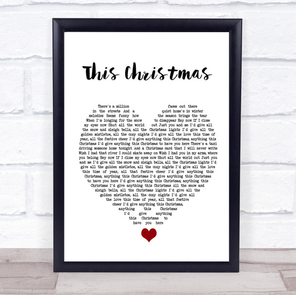 Oh Wonder This Christmas White Heart Song Lyric Quote Music Print