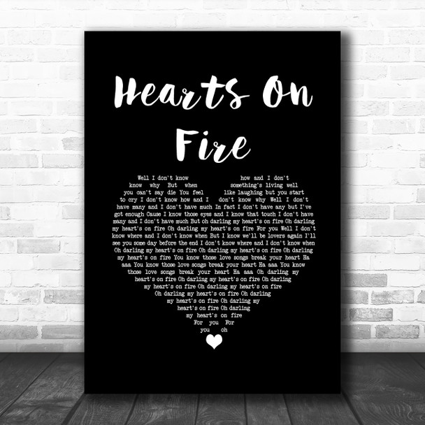 Passenger Hearts On Fire Black Heart Song Lyric Quote Music Print