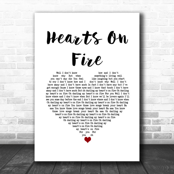 Passenger Hearts On Fire White Heart Song Lyric Quote Music Print