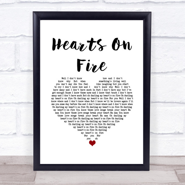 Passenger Hearts On Fire White Heart Song Lyric Quote Music Print