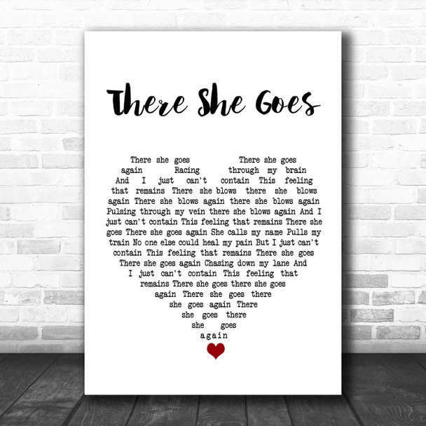 The La's There She Goes White Heart Song Lyric Quote Music Print